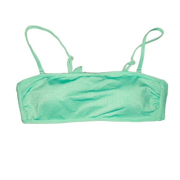 CALIFORNIA WAVES Jrs' Metallic Shine Bandeau Bikini Top, green Large - Picture 1 of 9